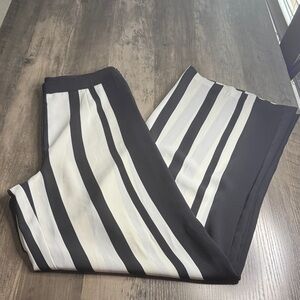 Frank Lyman Design Black and White Striped Wide Leg Pants